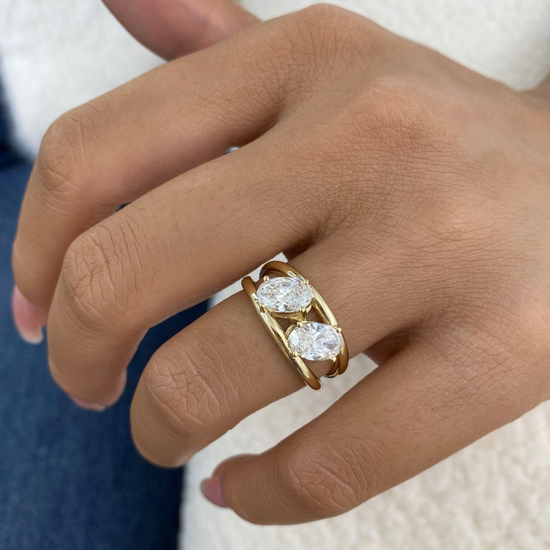 Diamond Two Stone Ring 1.8 ct Yellow Gold