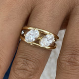Diamond Two Stone Ring 1.8 ct Yellow Gold