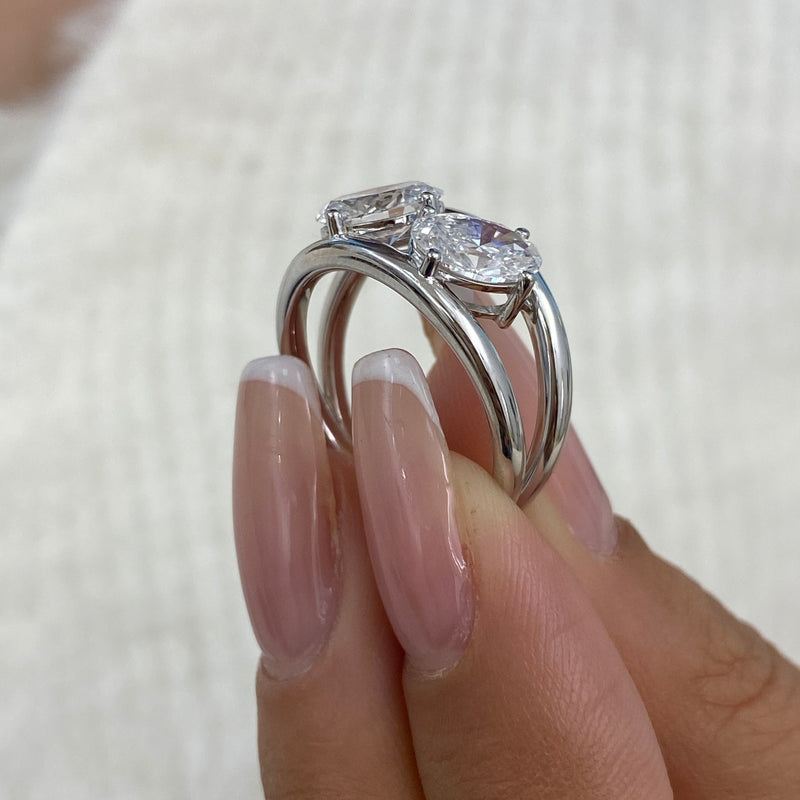 Diamond Two Stone Ring 1.7 ct White Gold