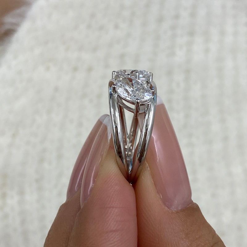 Diamond Two Stone Ring 1.7 ct White Gold