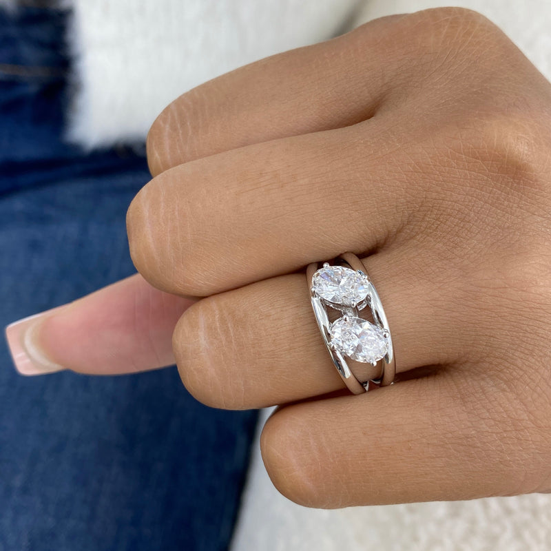 Diamond Two Stone Ring 1.7 ct White Gold