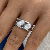 Diamond Two Stone Ring 1.7 ct White Gold