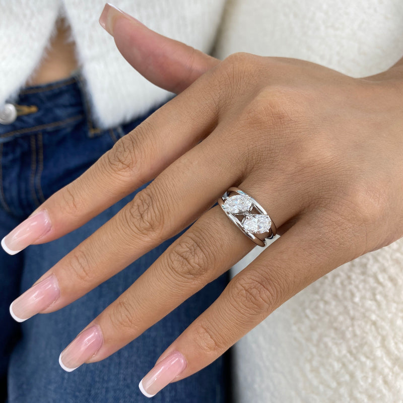 Diamond Two Stone Ring 1.7 ct White Gold