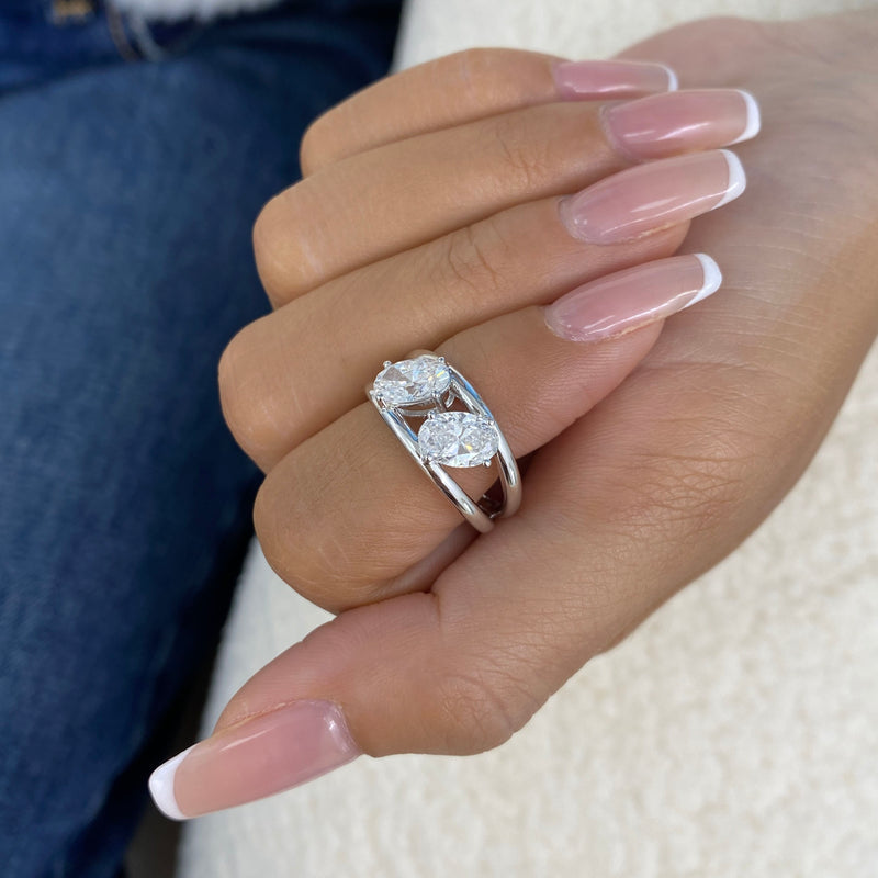 Diamond Two Stone Ring 1.7 ct White Gold