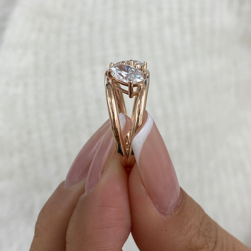 Diamond Two Stone Ring 1.5 ct Rose Gold