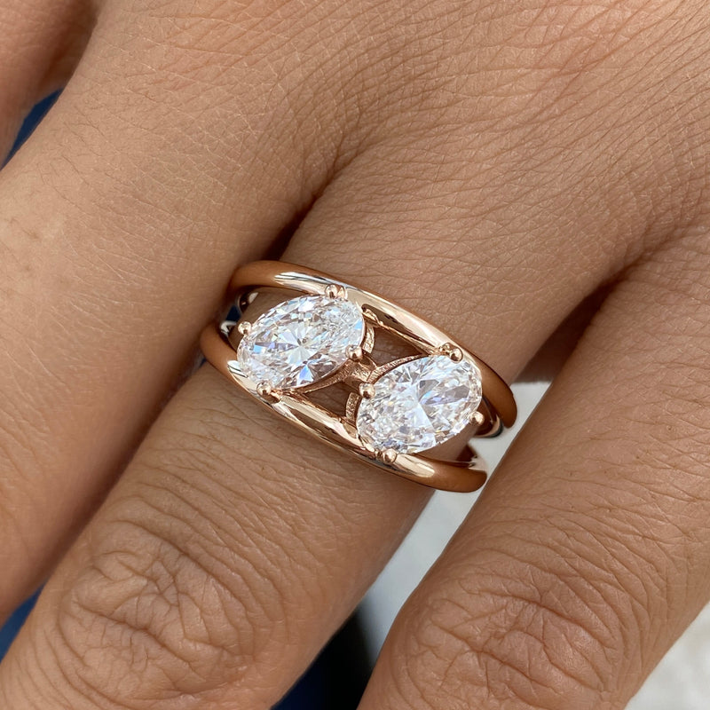 Diamond Two Stone Ring 1.5 ct Rose Gold