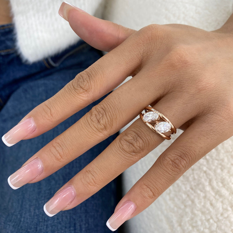 Diamond Two Stone Ring 1.5 ct Rose Gold