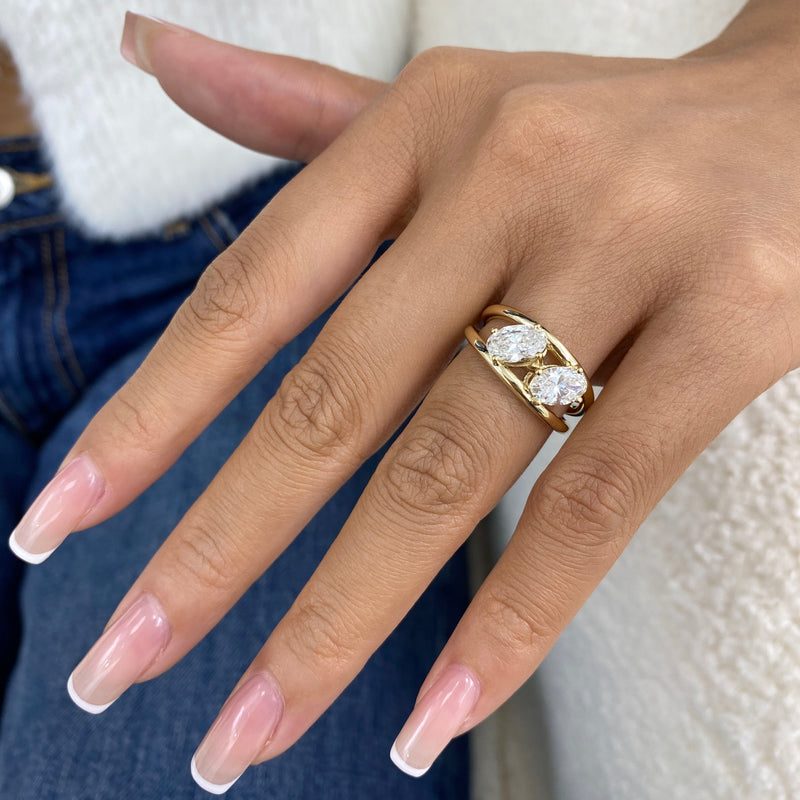 Diamond Two Stone Ring 1.7 ct Yellow Gold