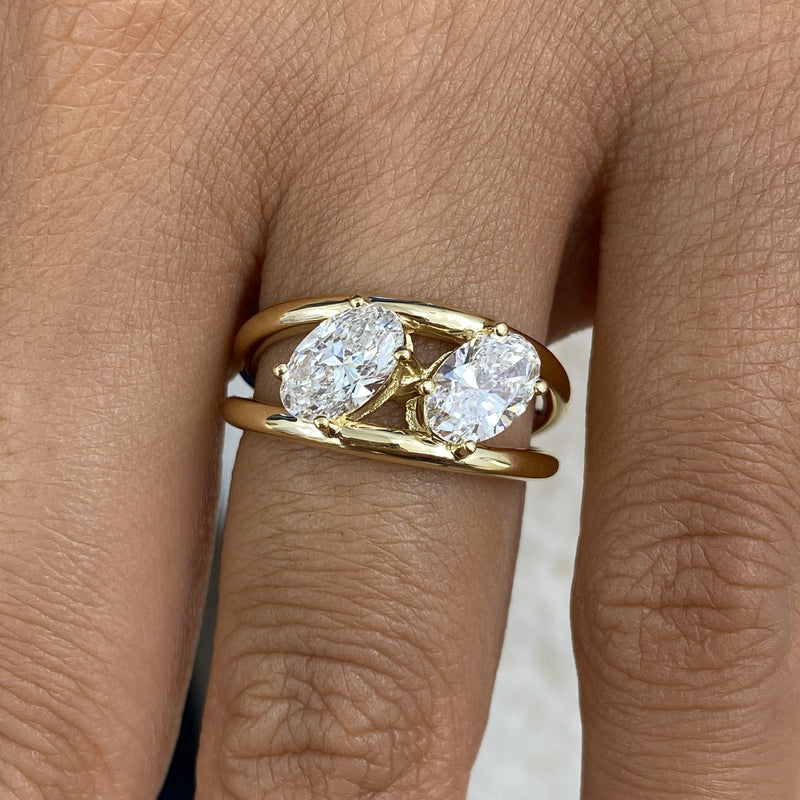 Diamond Two Stone Ring 1.7 ct Yellow Gold