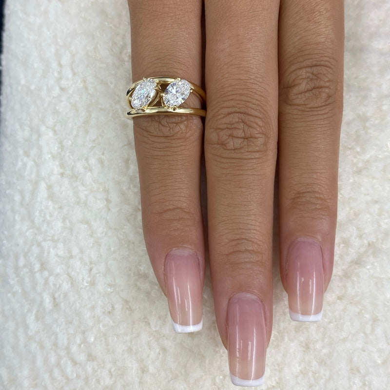 Diamond Two Stone Ring 1.7 ct Yellow Gold