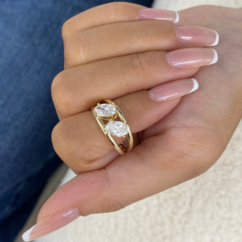 Diamond Two Stone Ring 1.7 ct Yellow Gold