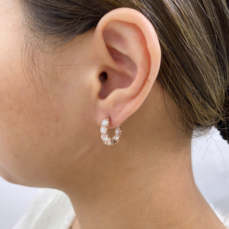 Diamond Hoop Earrings 3.2 ct Rose Gold
