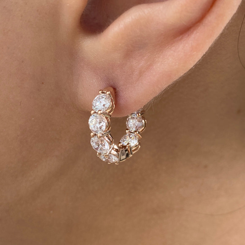 Diamond Hoop Earrings 3.2 ct Rose Gold