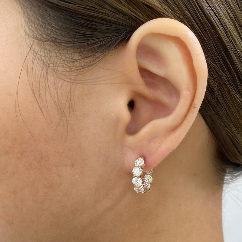 Diamond Hoop Earrings 3.2 ct Rose Gold
