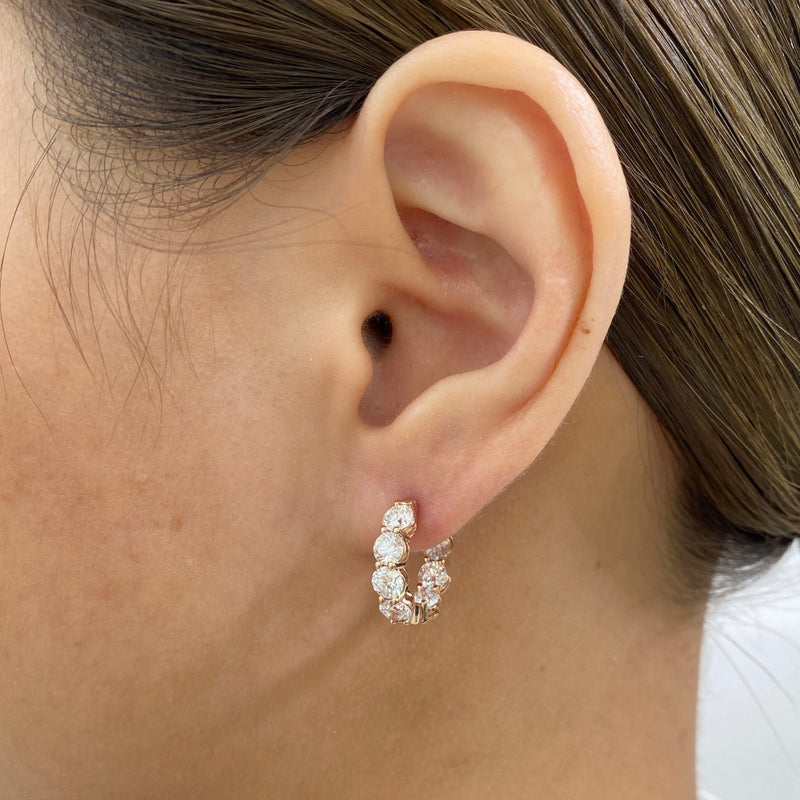 Diamond Hoop Earrings 3.2 ct Rose Gold
