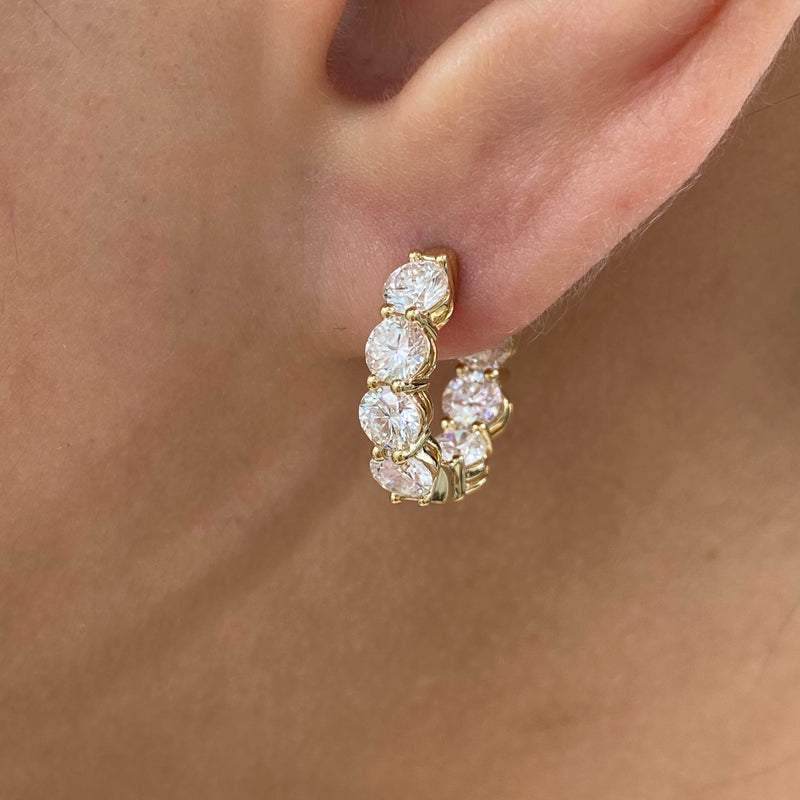 Diamond Hoop Earrings 3.1 ct Yellow Gold