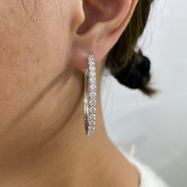 Diamond Hoop Earrings 3 ct White Gold