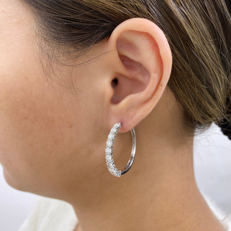 Diamond Hoop Earrings 2.9 ct White Gold