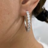 Diamond Hoop Earrings 2.9 ct White Gold