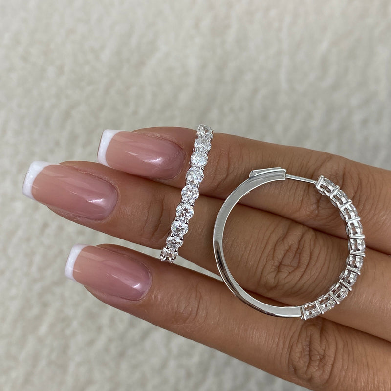 Diamond Hoop Earrings 2.9 ct White Gold