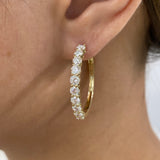 Diamond Hoop Earrings 3 ct Yellow Gold