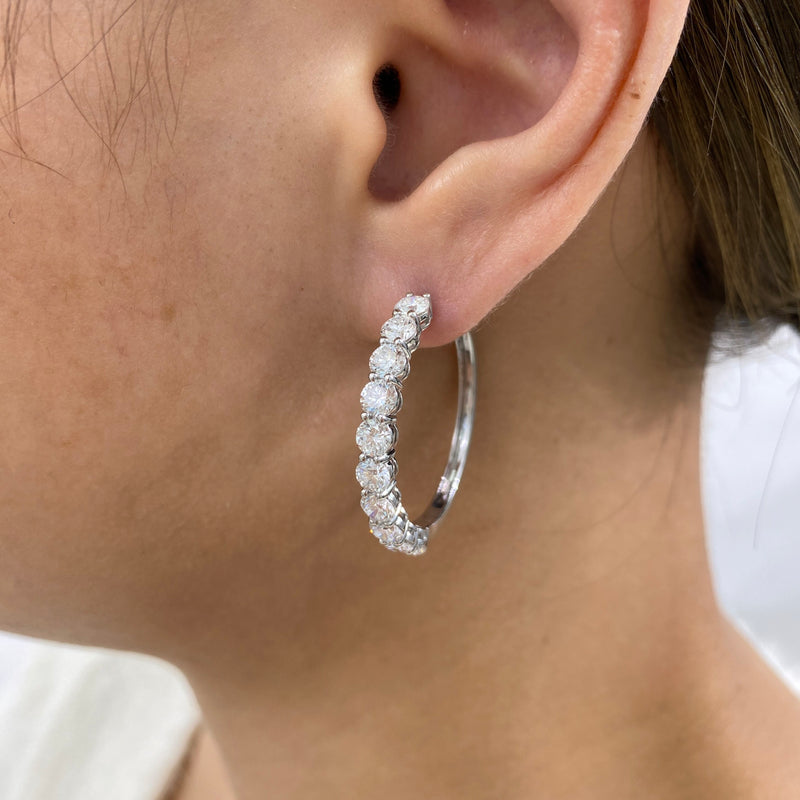 Diamond Hoop Earrings 4.2 ct White Gold