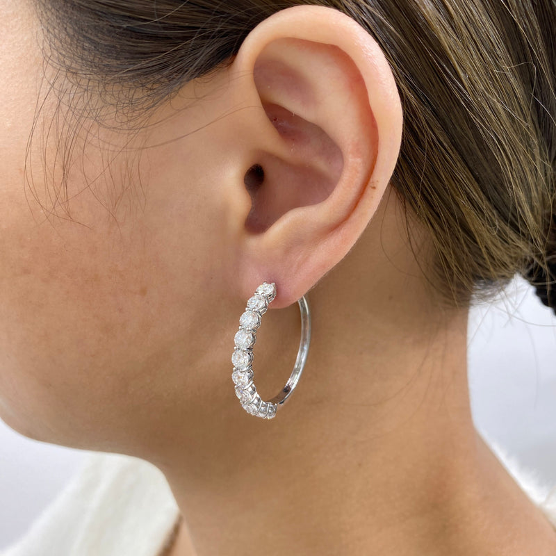 Diamond Hoop Earrings 4.2 ct White Gold