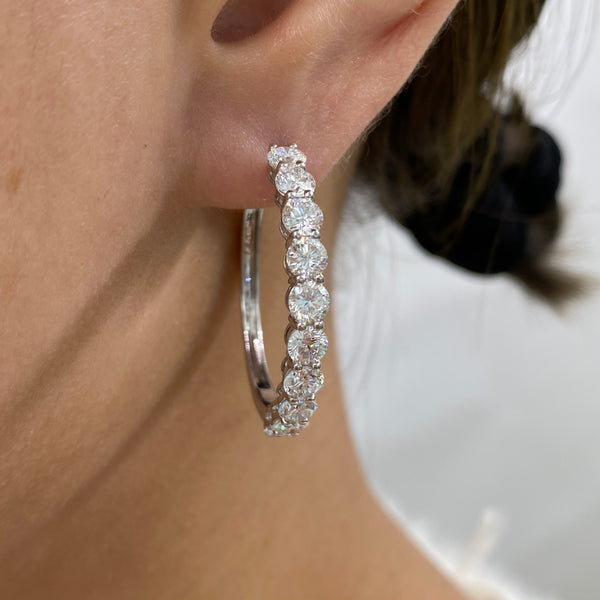 Diamond Hoop Earrings 4.2 ct White Gold