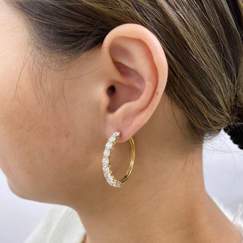 Diamond Hoop Earrings 4.2 ct Yellow Gold