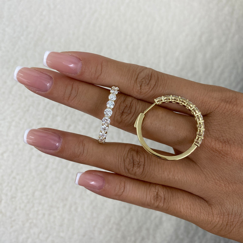 Diamond Hoop Earrings 4.2 ct Yellow Gold