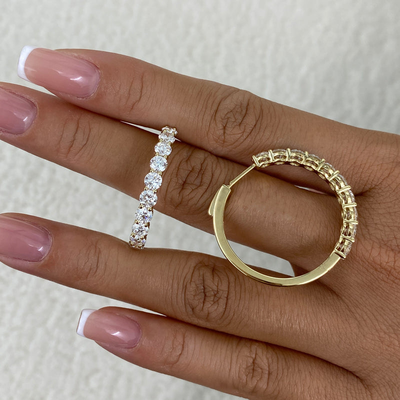 Diamond Hoop Earrings 4.2 ct Yellow Gold