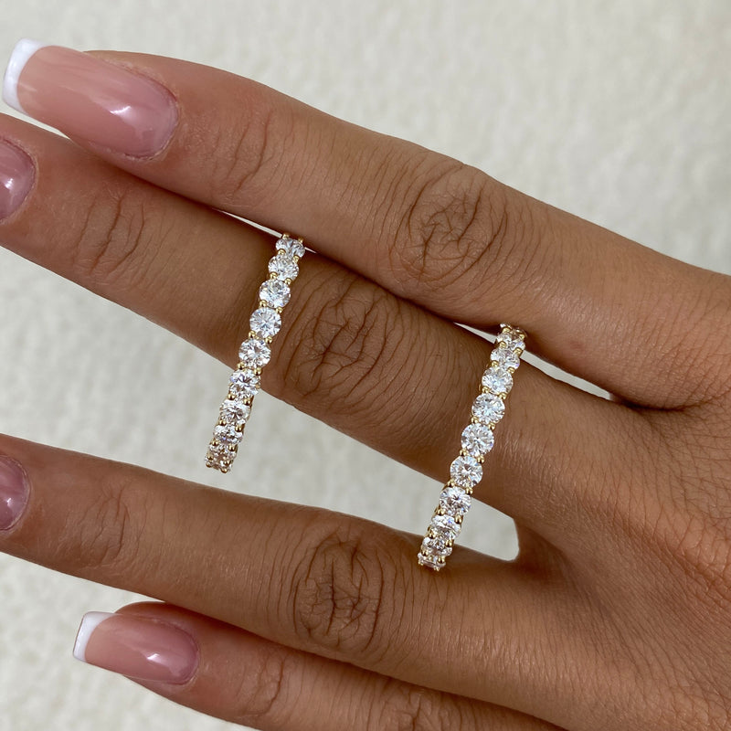 Diamond Hoop Earrings 3.1 ct Yellow Gold