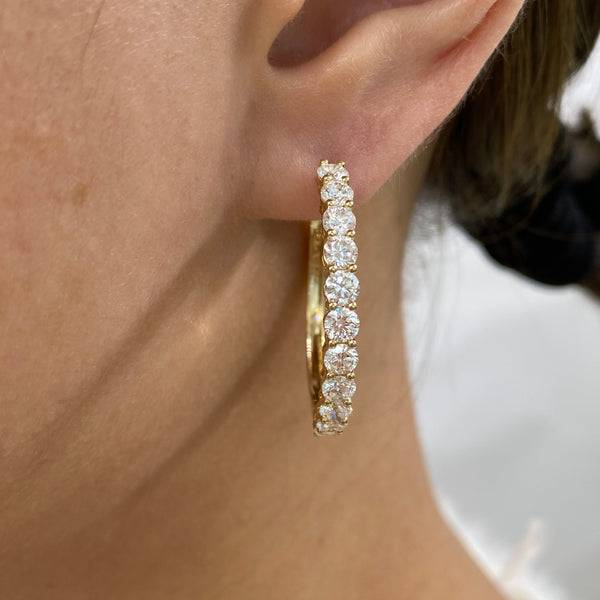 Diamond Hoop Earrings 3.1 ct Yellow Gold