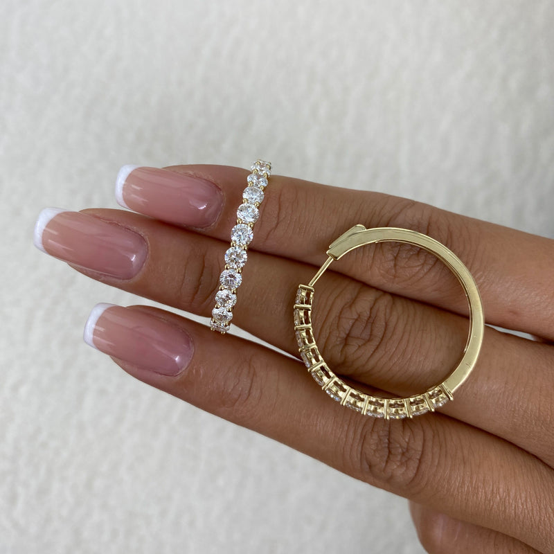 Diamond Hoop Earrings 3.1 ct Yellow Gold