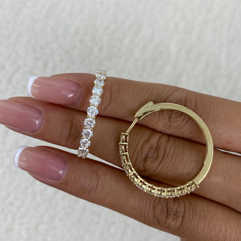Diamond Hoop Earrings 3.1 ct Yellow Gold