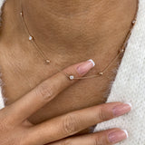 Diamond Stationed Necklace 1.3 ct Rose Gold