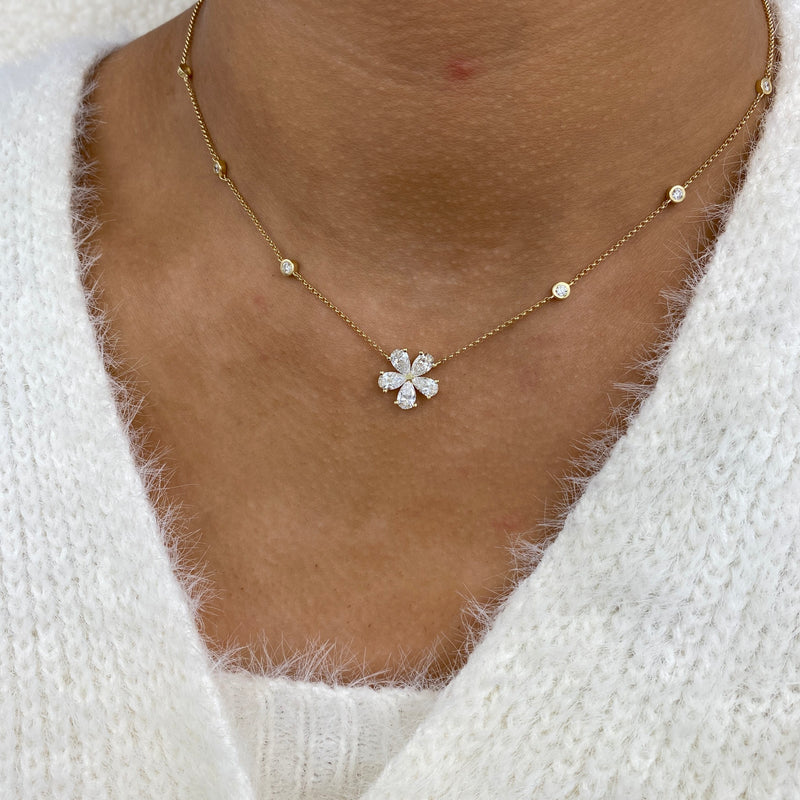 Diamond Pendant Necklace 1.5 ct Yellow Gold