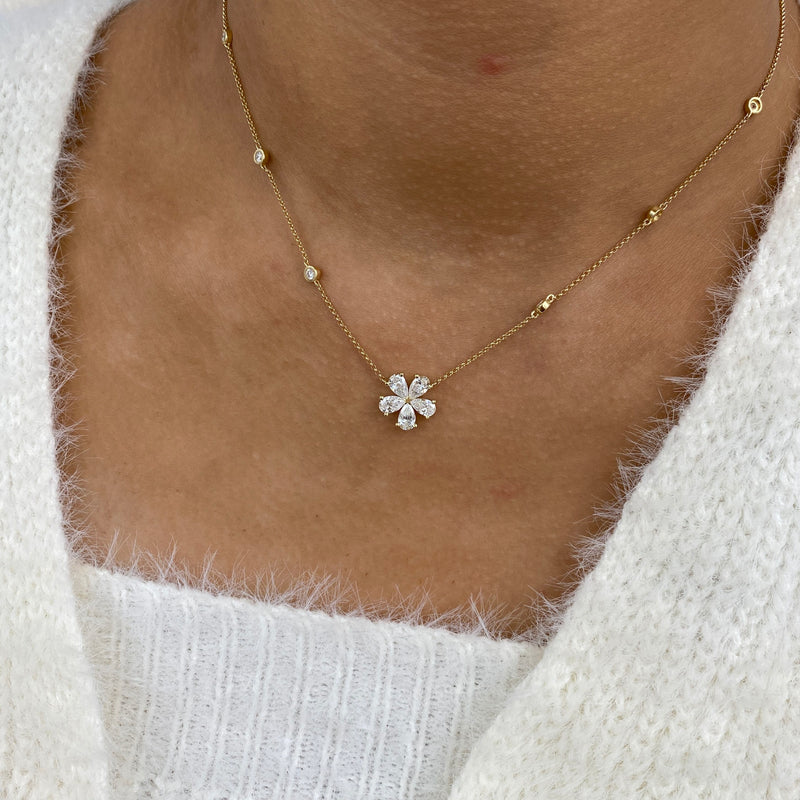 Diamond Pendant Necklace 1.5 ct Yellow Gold