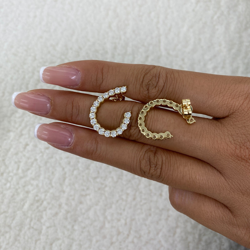 Diamond Open Hoop Earrings 2.4 ct Yellow Gold