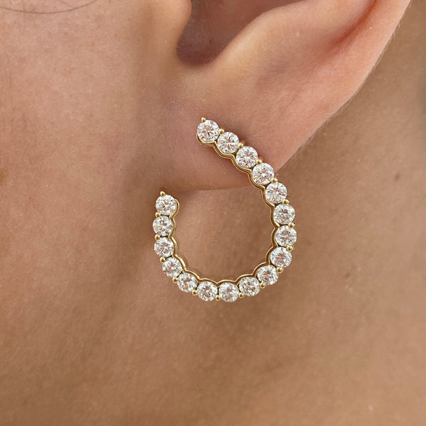Diamond Open Hoop Earrings 2.4 ct Yellow Gold