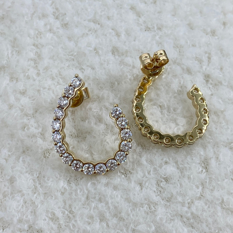 Diamond Open Hoop Earrings 2.4 ct Yellow Gold
