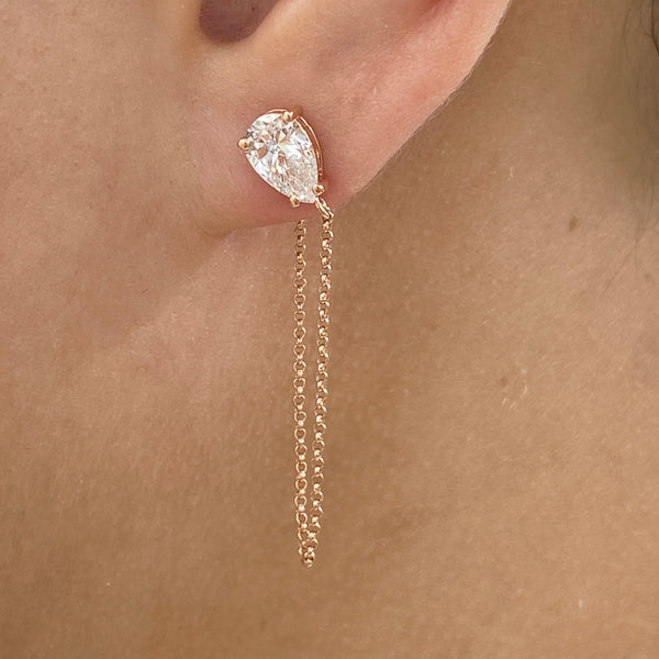Diamond Chain Earrings 1.6 ct Rose Gold