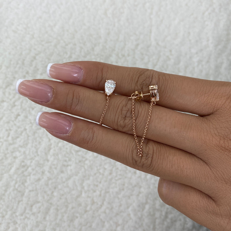 Diamond Chain Earrings 1.6 ct Rose Gold