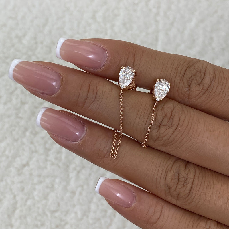 Diamond Chain Earrings 1.6 ct Rose Gold