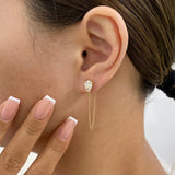 Diamond Chain Earrings 1.6 ct Yellow Gold