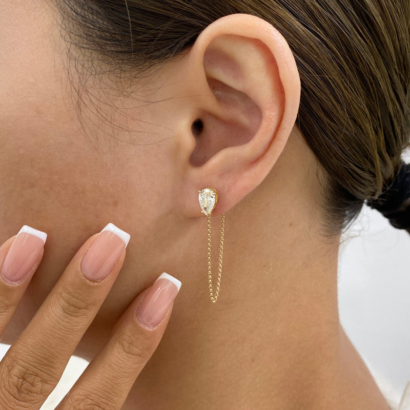 Diamond Chain Earrings 1.6 ct Yellow Gold