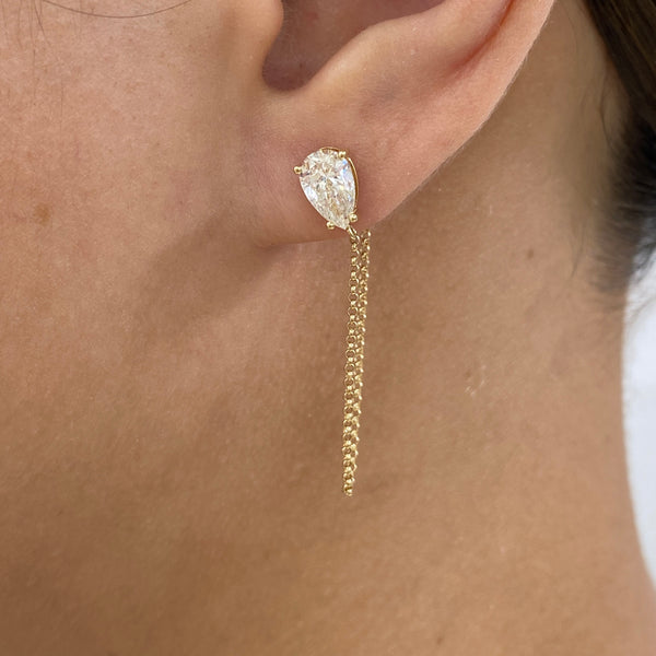 Diamond Chain Earrings 1.6 ct Yellow Gold