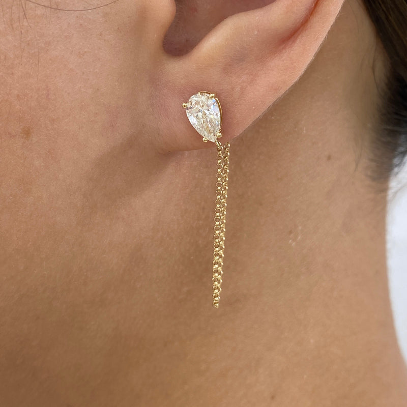 Diamond Chain Earrings 1.6 ct Yellow Gold