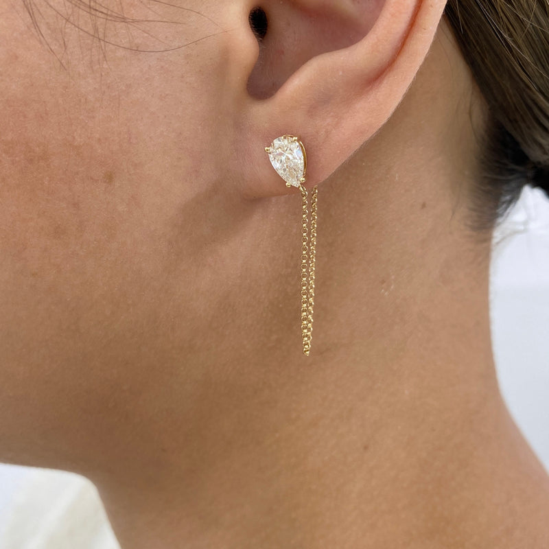 Diamond Chain Earrings 1.6 ct Yellow Gold