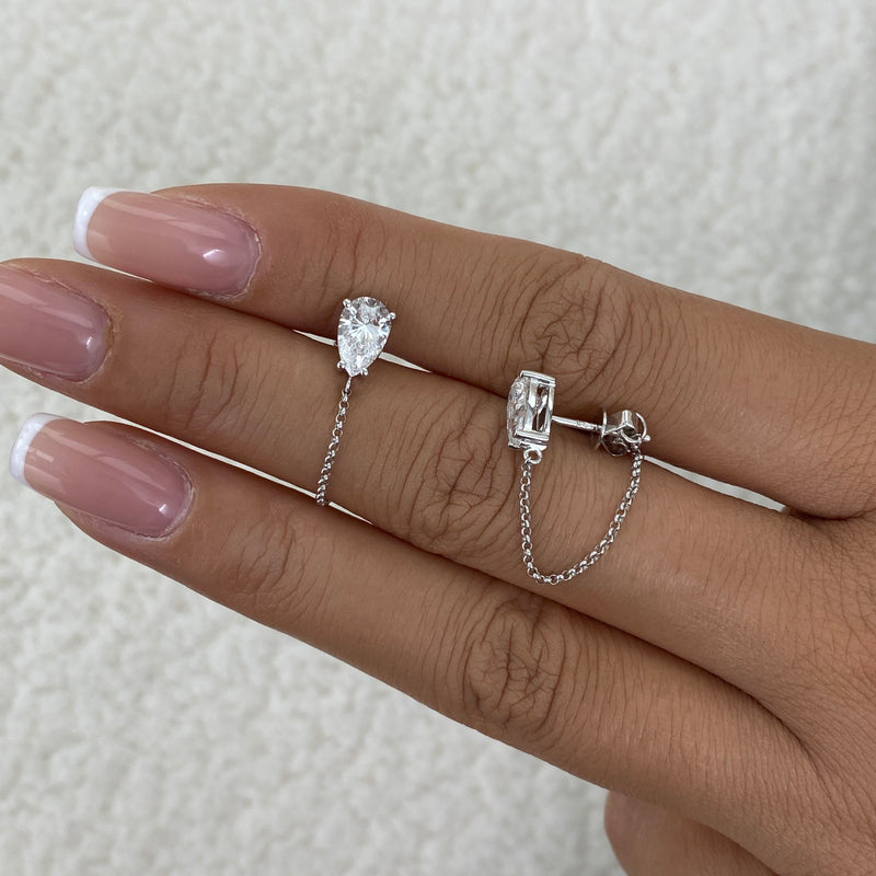 Diamond Chain Earrings 1.6 ct White Gold